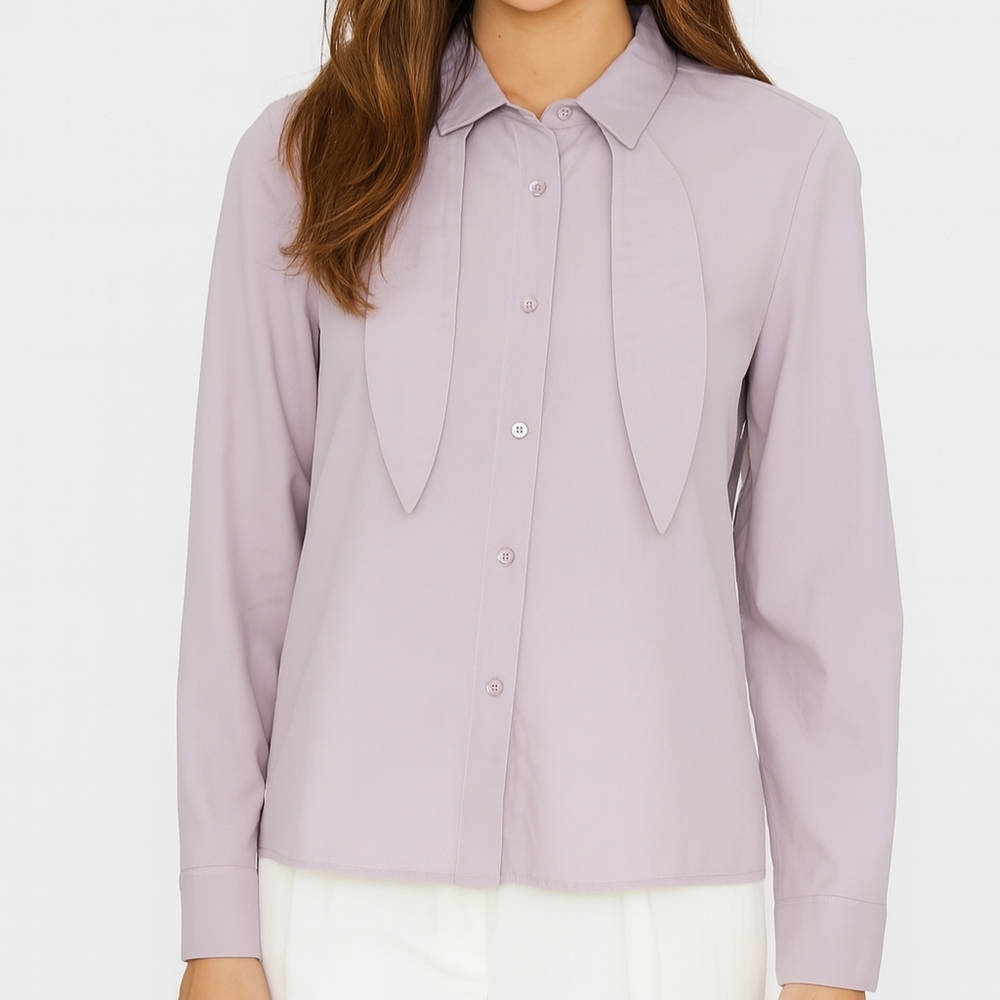 Tie Neck Button Down Long Sleeve Bloose By:Love Bonito. Size M&L NEW